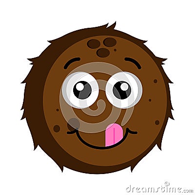 Happy coconut emoticon Vector Illustration