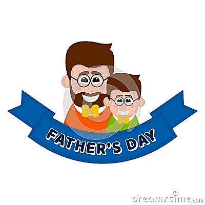 Isolated happy man with a son avatar. Father day Vector Illustration