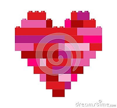 Isolated heart in building block toys Cartoon Illustration