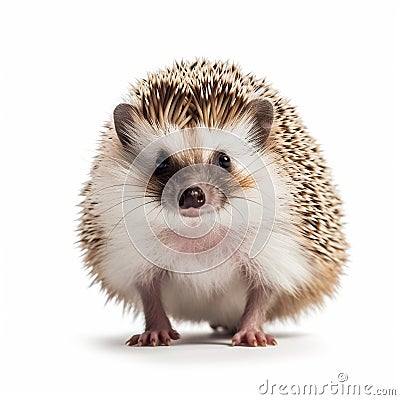 Isolated Hedgehog on white Background. AI Stock Photo