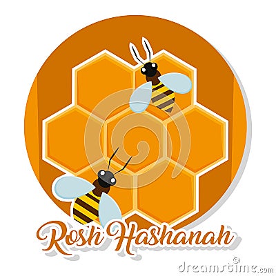 Isolated honey bee rosh hashanah logo Vector Illustration