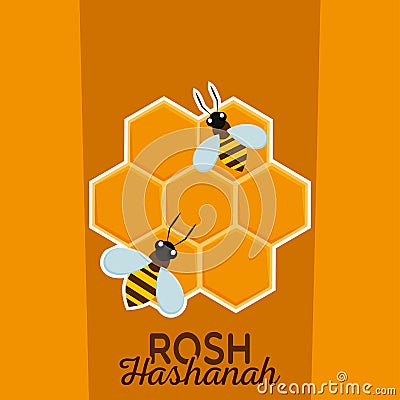 Isolated honey bee rosh hashanah Vector Illustration