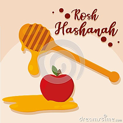 Isolated honey rosh hashana cartoon Vector Illustration