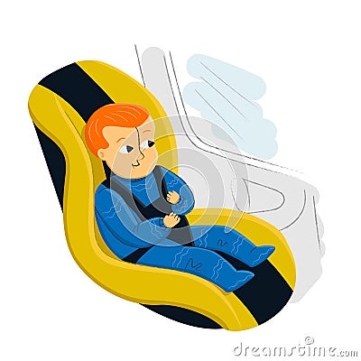 Isolated illustration with child sitting in car Vector Illustration