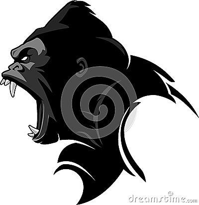 Growling Gorilla in Side View Vector Illustration