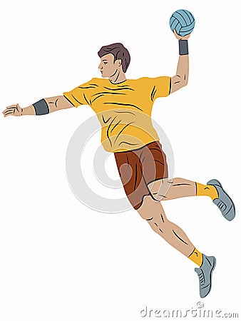 Isolated illustration of handball player, vector drawing Vector Illustration