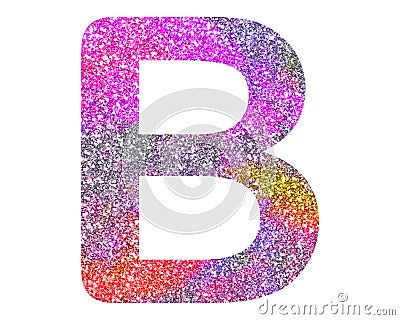 Isolated illustration of the letter B composed of colorful glitter on white background Cartoon Illustration