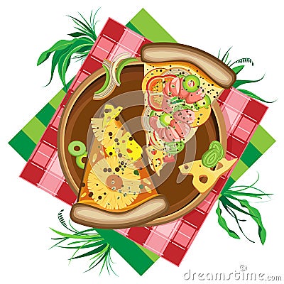 Isolated illustration of Pizza on white background. Vector Illustration