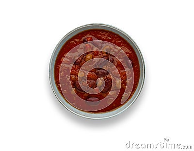 Isolated image of a bowl of delicious chilli bean soup, in a rustic bowl, with drop shadow Stock Photo