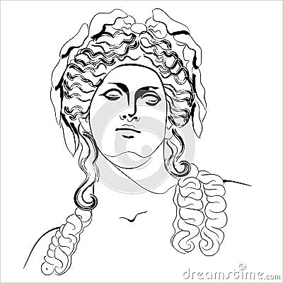 Isolated image of the god of winemaking and fun Dionysus. Vector Illustration