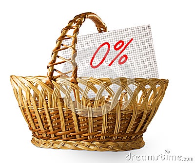 image of product basket and percentage of discounts Stock Photo