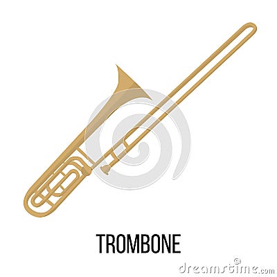 Isolated image of trombone on white background Vector Illustration