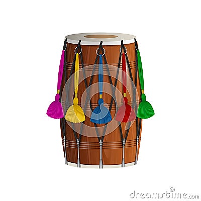 isolated indian drum. indian dhol illustration Vector Illustration