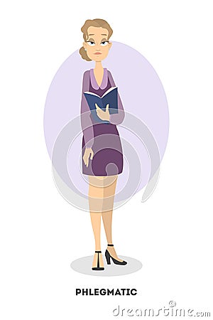 Isolated phlegmatic woman. Vector Illustration