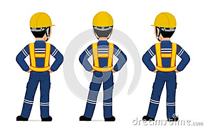 Isolated industrial worker with yellow vest on white background Vector Illustration