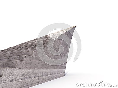 Isolated infinity brown concrete staircase side view Cartoon Illustration