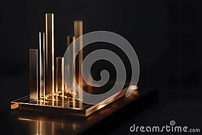 Isolated infograhic stock market chart award in gold and black color Stock Photo