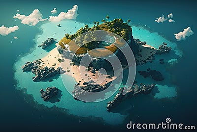 Isolate Island of a fantasy world Stock Photo