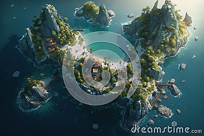 Isolate Island of a fantasy world Stock Photo
