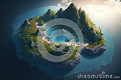 Isolate Island of a fantasy world Stock Photo