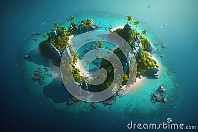 Isolate Island of a fantasy world Stock Photo