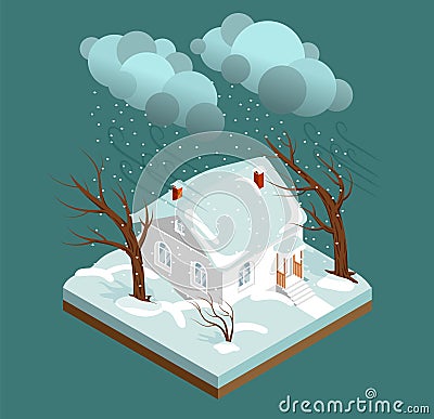 Isolated isometric Storm Weather Vector Illustration