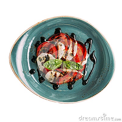 Isolated italian caprese salad with balsamic sauce Stock Photo
