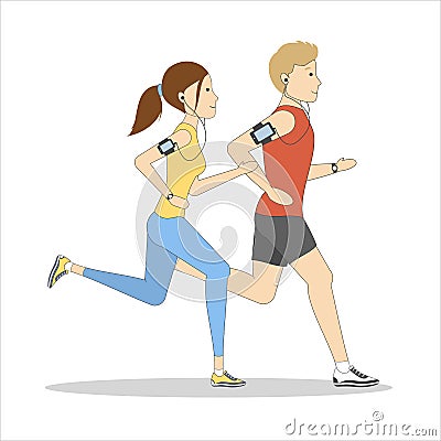 Isolated jogging couple. Vector Illustration