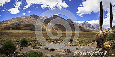 Isolated landscape in The Andes mountain range, Ancash, Peru Stock Photo