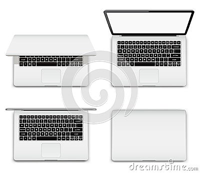 Isolated laptop with open and closed screen on white background Vector Illustration