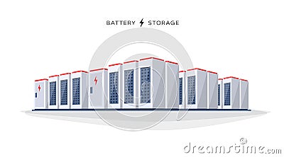 Isolated large battery cloud storage system Vector Illustration