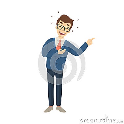 Isolated laughing businessman. Vector Illustration