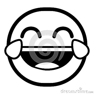 Isolated laughing monochrome emoji icon Vector Illustration