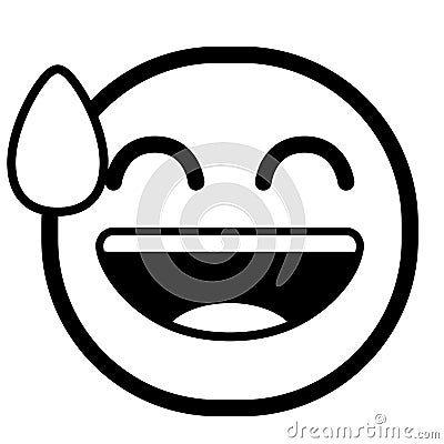 Isolated laughing monochrome emoji icon Vector Illustration