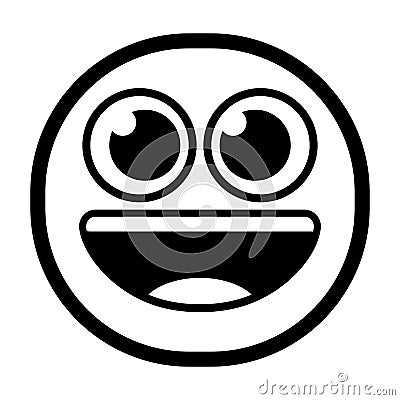 Isolated laughing monochrome emoji icon Vector Illustration