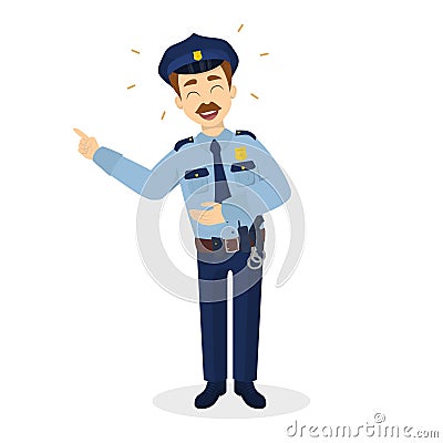 Isolated laughing policeman. Vector Illustration