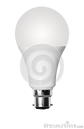 Isolated LED bulb with bayonet connector for UK style lamps Stock Photo