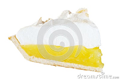 Isolated lemon meringue pie slice Stock Photo