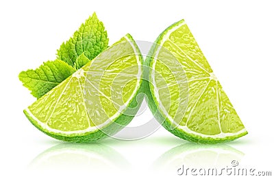 Isolated lime and mint Stock Photo