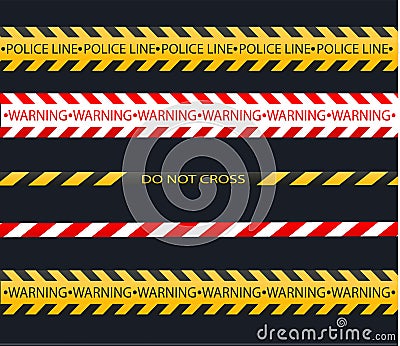 Isolated lines of insulation. Realistic warning tapes. Signs of danger. Vector illustration, isolated on a cellular Vector Illustration