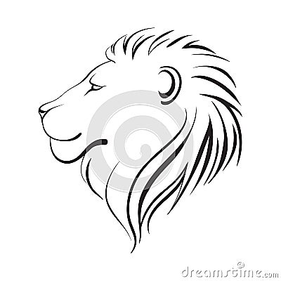 Isolated lions head, vector illustration. Lion`s profile. Vector Illustration