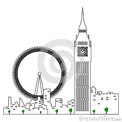 Isolated London cityscape Vector Illustration