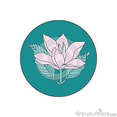 Magnolia Flower Logo Illustration Design Vector Illustration