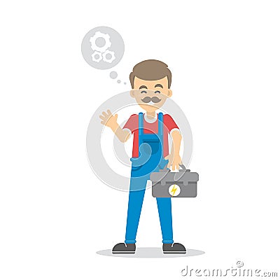 Isolated male electrician. Vector Illustration