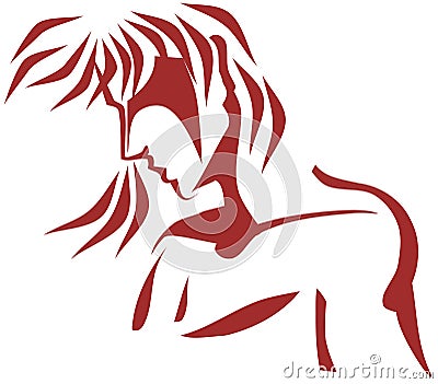 Isolated Man face artistic in red Vector Illustration
