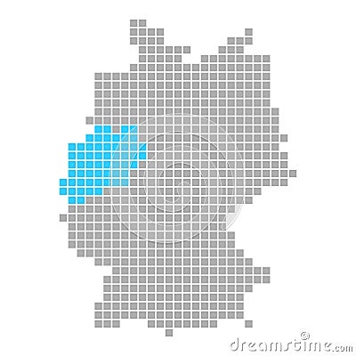 North Rhine-Westphalia on simple map of Germany Stock Photo