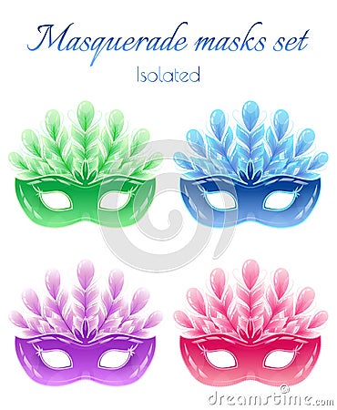 Isolated masquerade masks set on white background Vector Illustration