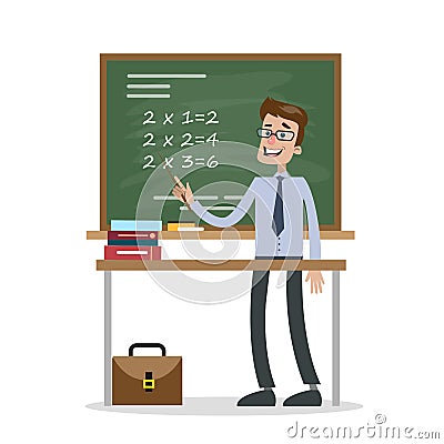 Isolated math teacher. Vector Illustration