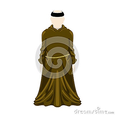 Isolated medieval monk character Vector Illustration