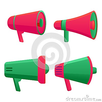 isolated megaphone in different colors Vector Illustration
